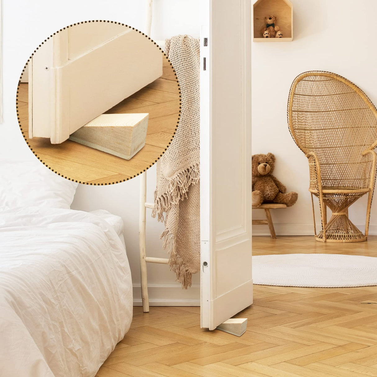 6 Pcs Wooden Door Stopper Wedge Non Slip Firefighter Wood Door Stopper Wedge for Most Surfaces Solid Block