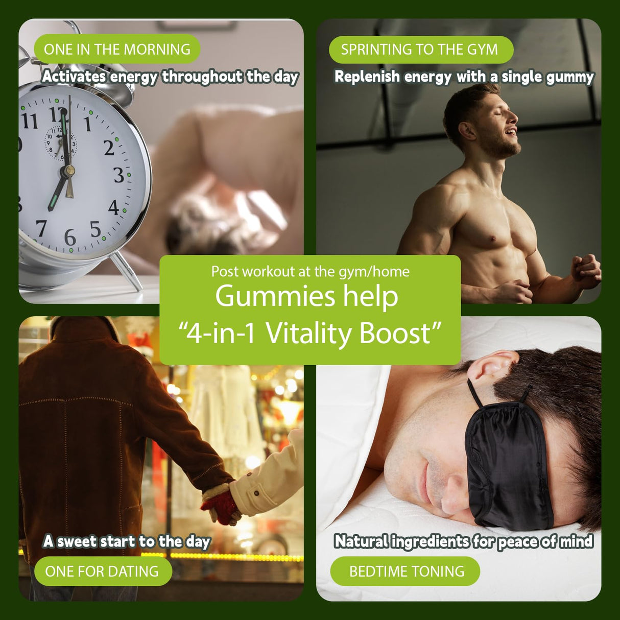 4 in 1 Gummies,Shilajit Gummie,4 in 1 Shilajit Gummies for Men, Vegan & Sugar Free Formula Natural Energy & Vitality Support (1*PCS)