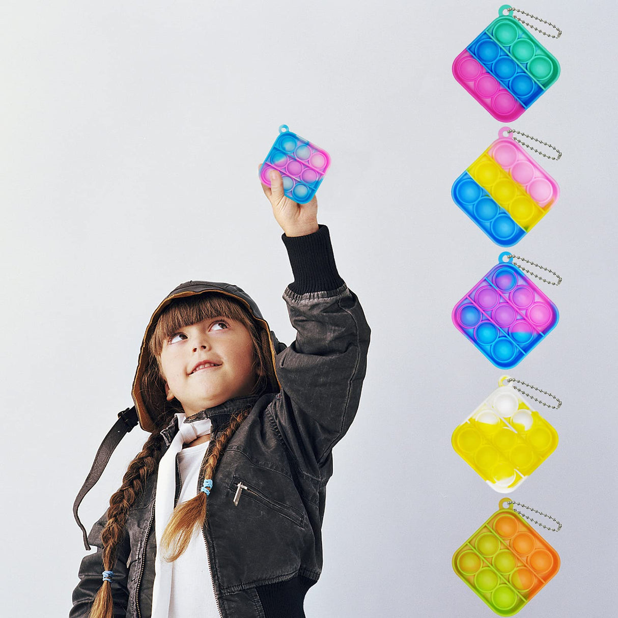 120 Pcs Mini Pop Bubble Fidget Toys, Silicone Keychain Small Pop Bulk for Party Favors, Classroom Prizes, Reliever Hand Toy Goodie Bag Stuffers Halloween Christmas Birthday Gifts for Kids Students