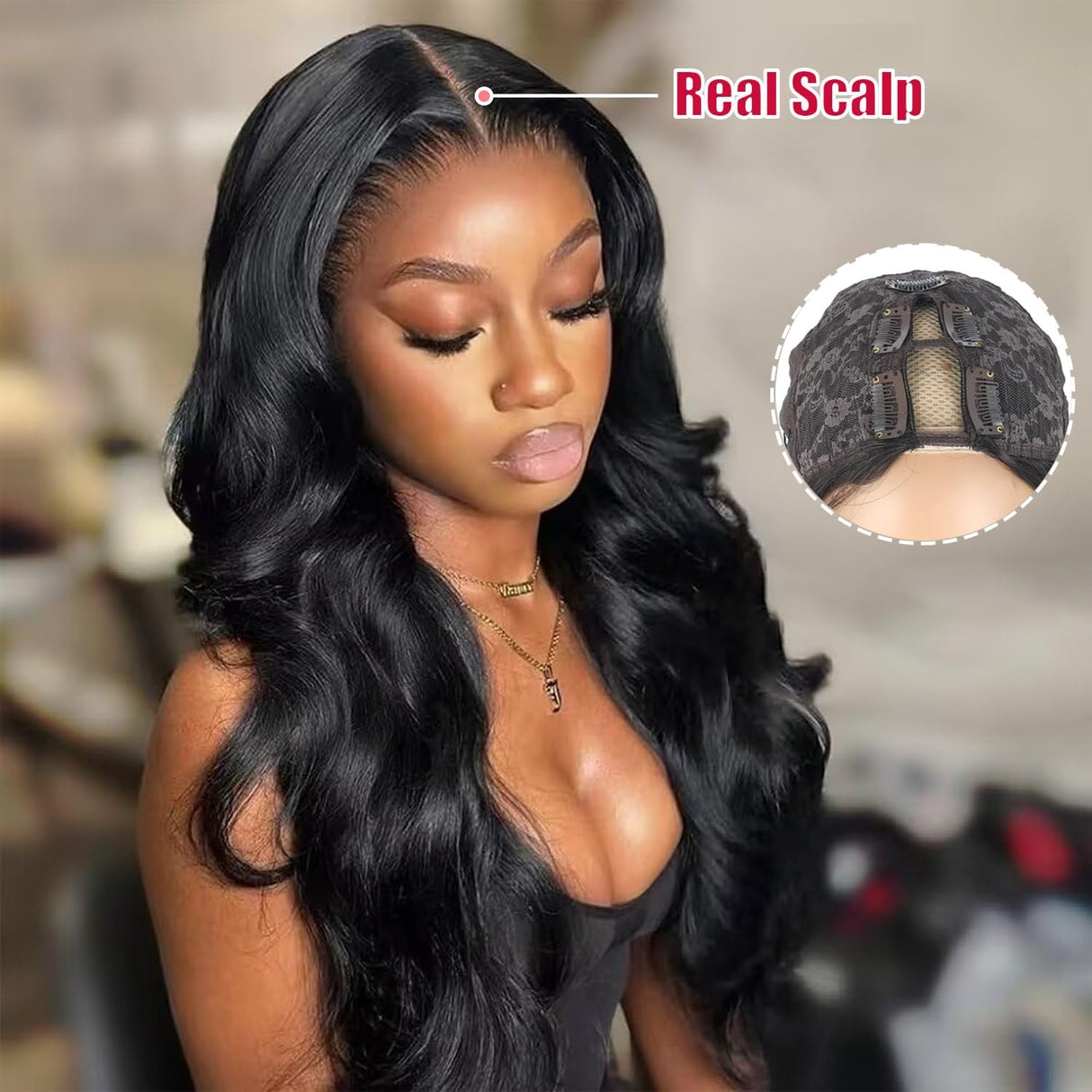 beautkol V Part Wig Human Hair Body Wave Upgrade U Part Human Hair Wig With Clips Brazilian Virgin 100% Human Hair VPart Wigs Human Hair For Black Women Glueless Beginner Friendly Body Wave 18Inch