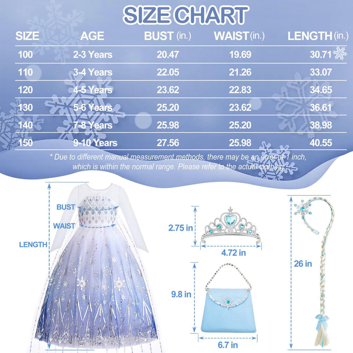 Davvew Princess Dresses for Girls Light Up Princess Costume for Little Girls Christmas Halloween Costume for Kids Toddler