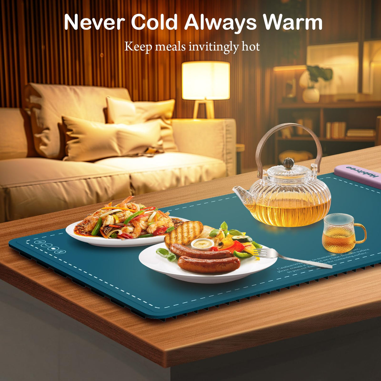 3-Pack Silicone Food Warming Mat & Food Warmers for Parties Buffet - Rapid Heating 6-Level Temp Control, Rollable Portable Easy Clean - Value Set for Gatherings & Home Daily UseοΌBlueοΌ