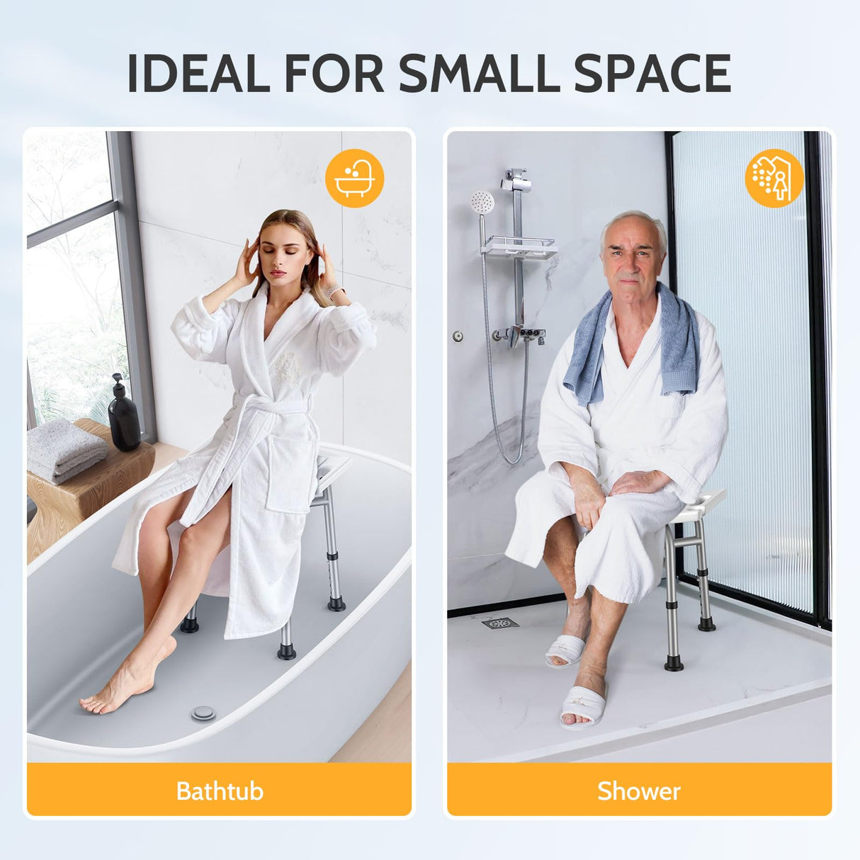 Hiqufet Shower Chair for Inside Shower(500lb), FSA/HSA Eligible 5 Height Adjustable Shower Stool, Shower Seats for Adults, 3-Minute Quick Assembly, Heavy Duty Shower Bench for Inside Shower to Sit on