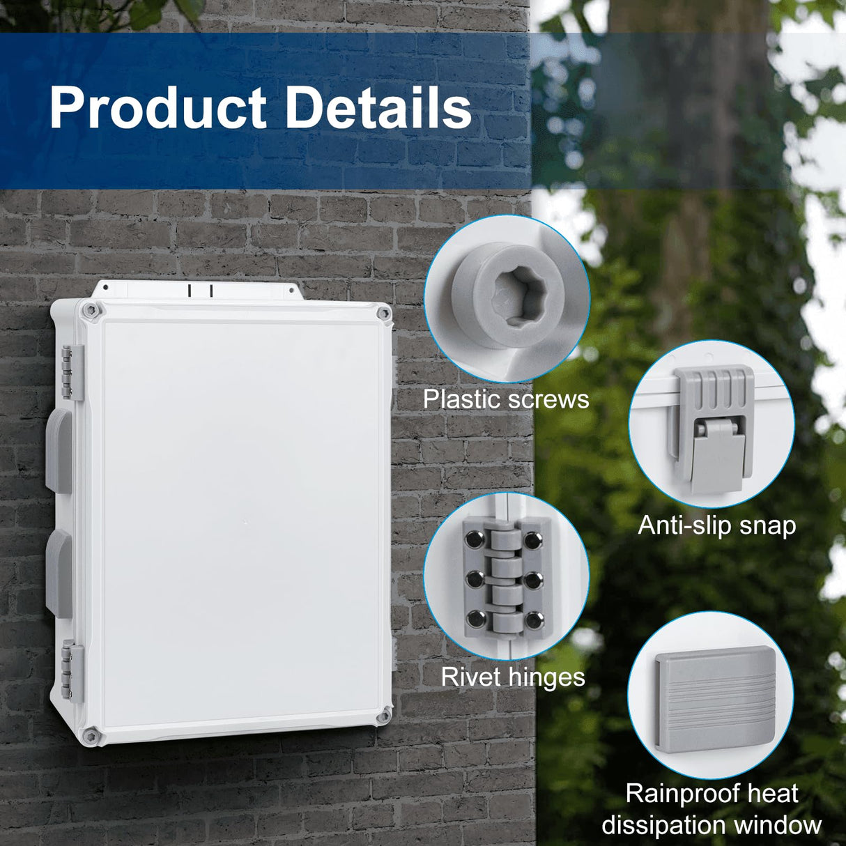 Namunanee Outdoor Electrical Junction Box, ABS Water Resistant Enclosure with Internal Mounting Panel & Hinged Cover (16.5" H x 12.6" L x 6.1" W)