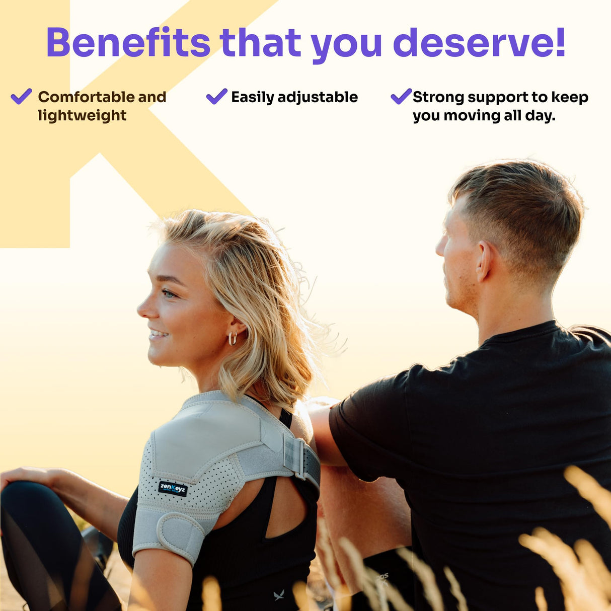 ZENKEYZ Shoulder Brace for Women & Men, Torn Rotator Cuff Shoulder Support, Neoprene Shoulders Compression Sleeve - Injury Pain Relief Arm Sleeves for Men & Women, Left & Right (Black, 2XL)