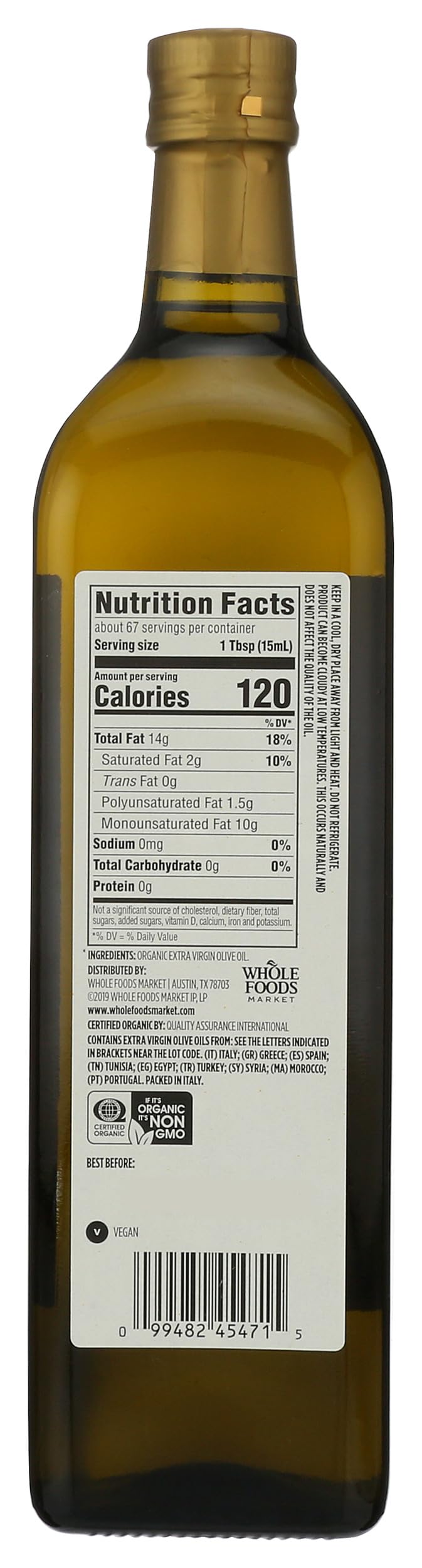 365 by Whole Foods Market, Organic Extra Virgin Mediterranean Olive Oil, 33.8 Fl Oz