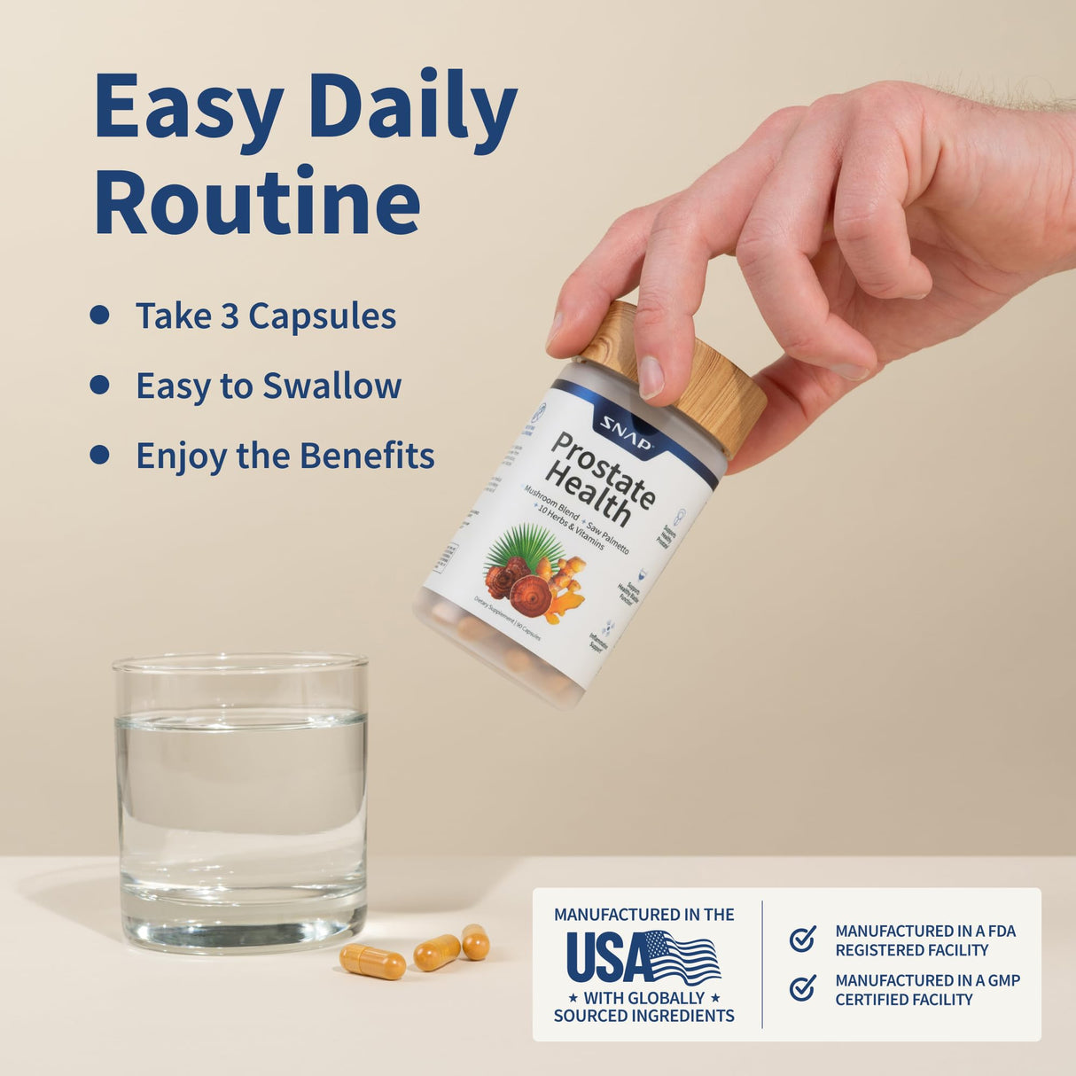 Snap Supplements Prostate Health Support Supplement Bundle with Nitric Oxide Booster – 90 Capsules & 90 Capsules