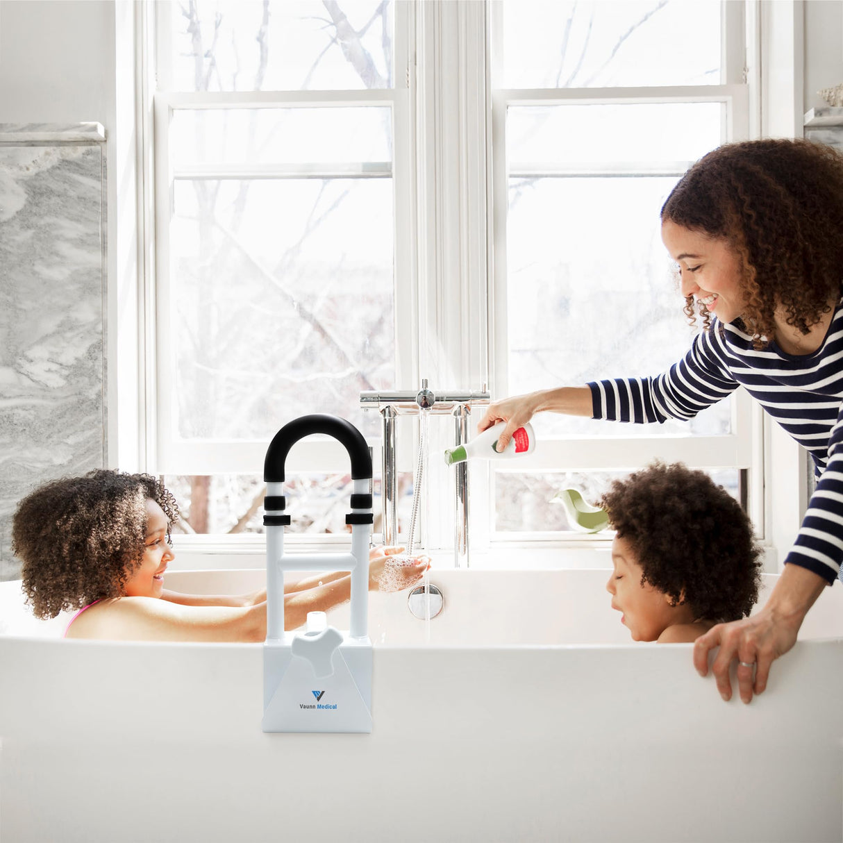 FSA/HSA Eligible, Vaunn Medical Bathtub Handle Grab Bar and Safety Rails for Seniors, Height Adjustable Tub Handles