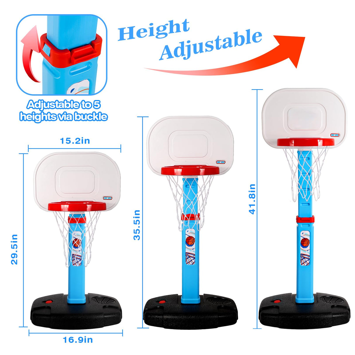 AOKESI Toddler Basketball Hoop Indoor for Age 1-3, Adjustable Mini Basketball Hoop, Kids Basketball Goal Outdoor Sport Poolside Game Birthday Christmas Toys Gifts for Baby Boys Girls 2 3 4 5