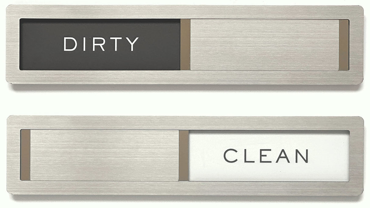 Clean dirty magnet for dishwasher, Kubik Letters Premium Stainless Steel Grade 304, Kitchen Organizers and Storage Decor Accessories, Extra Adhesive Tapes Included.