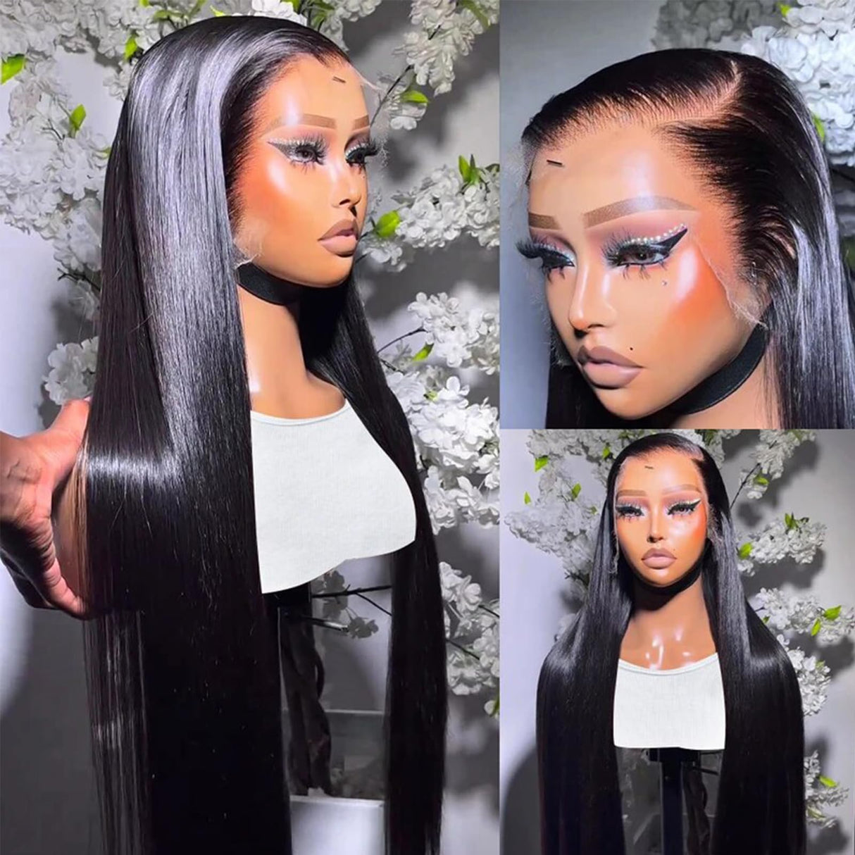 Lemoda 13x6 Full Lace Frontal Wig 200% Density Straight Lace Front Wigs Human Hair HD Transparent Lace Wig Pre Plucked with Baby Hair 14A Brazilian Virgin Human Hair Wigs for Women 26 Inch