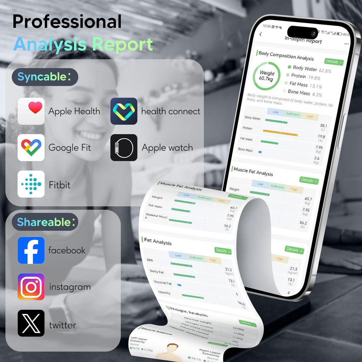 arboleaf Scale for Body Weight, Bluetooth Smart Digital Weighing Scales with 8 Electrode, High Precision 26 Body Composition Analyzer for BMI Muscle Mass