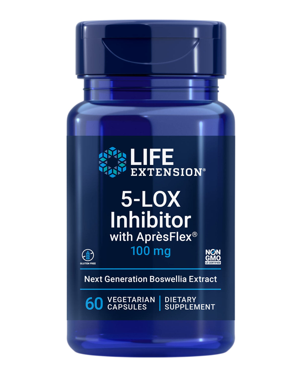Life Extension 5-LOX Inhibitor with AprèsFlex®, 100 mg, standardized Boswellia serrata Extract, Promotes Joint, Cell & arterial Health, Gluten-Free, Non-GMO, Vegetarian, 60 Capsules