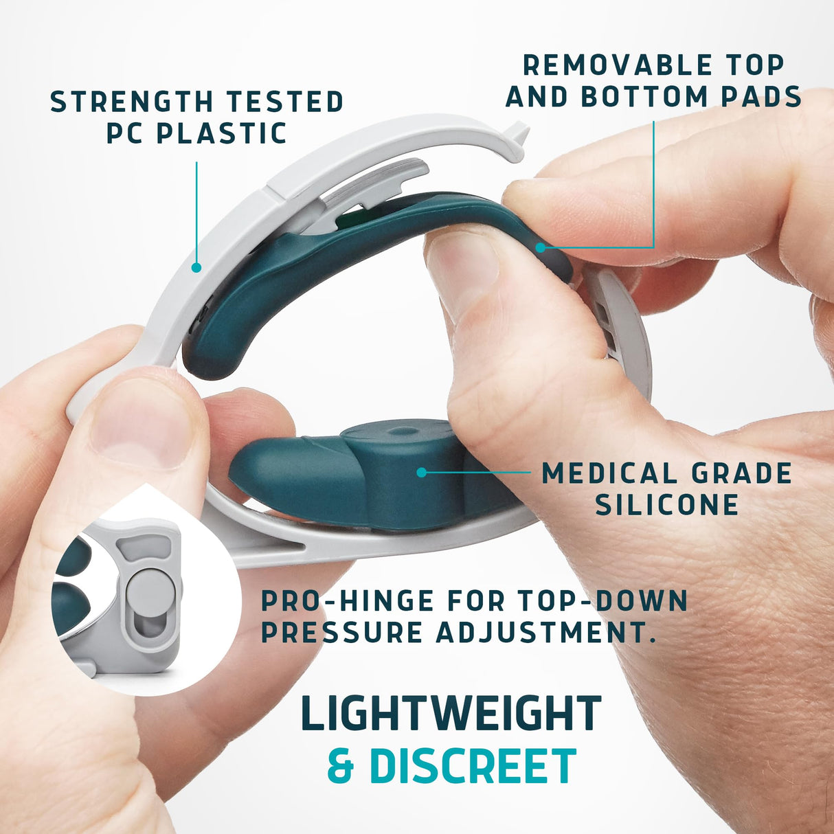 Freedom Clamp by Lunderg - with Innovative Pro-Hinge for Top-Down Pressure & 5 Different Fittings - Totally Customizable Penile Clamp for Incontinence - Mens Incontinence Products