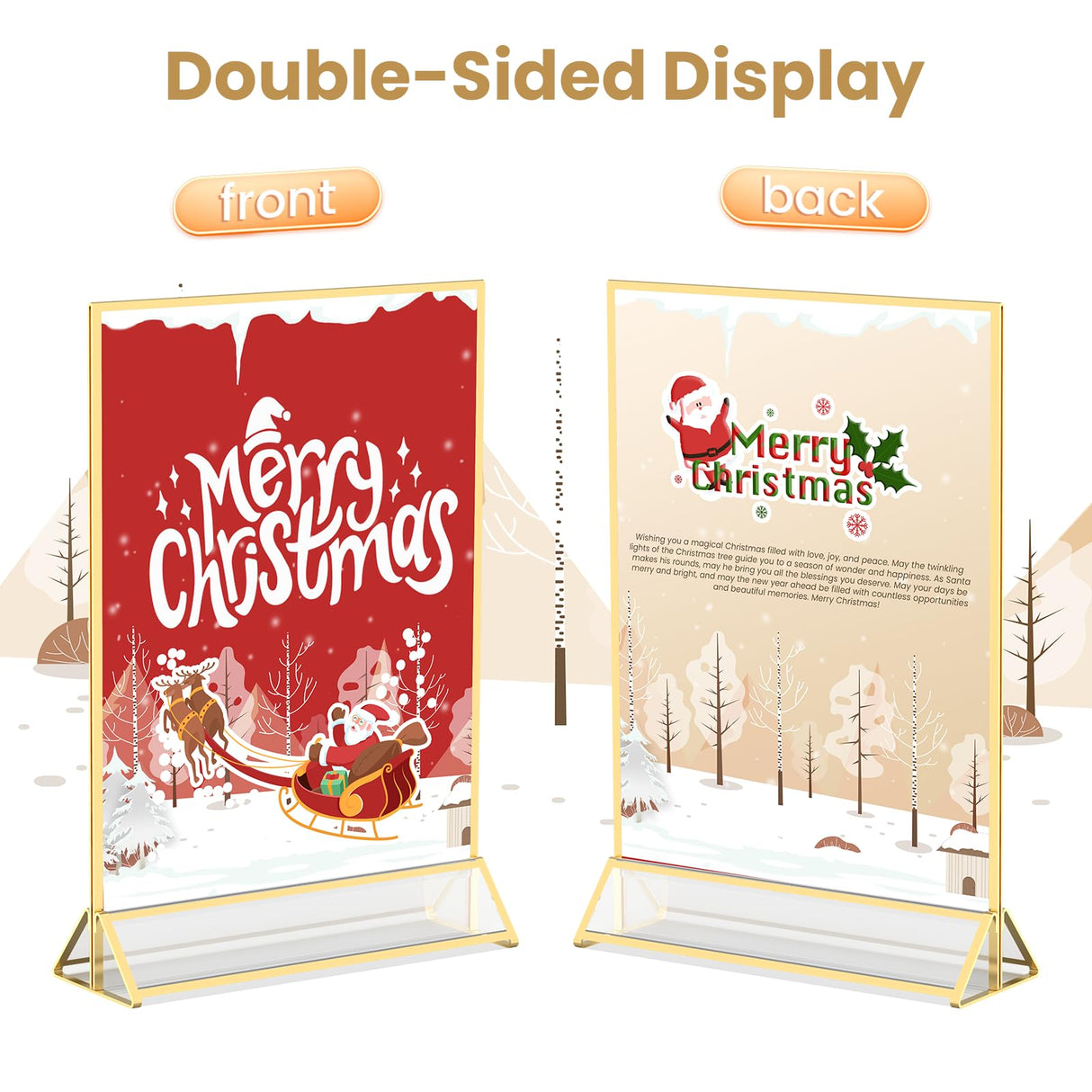 YOAEAILY Acrylic Sign Holder 8.5X11 Gold Frames Double-Sided Gold Picture Frames for Flyer Holder Menu Holder Wedding Table Number Holder Christmas Photo Frame with Removable Sticky Dots -6 Pack