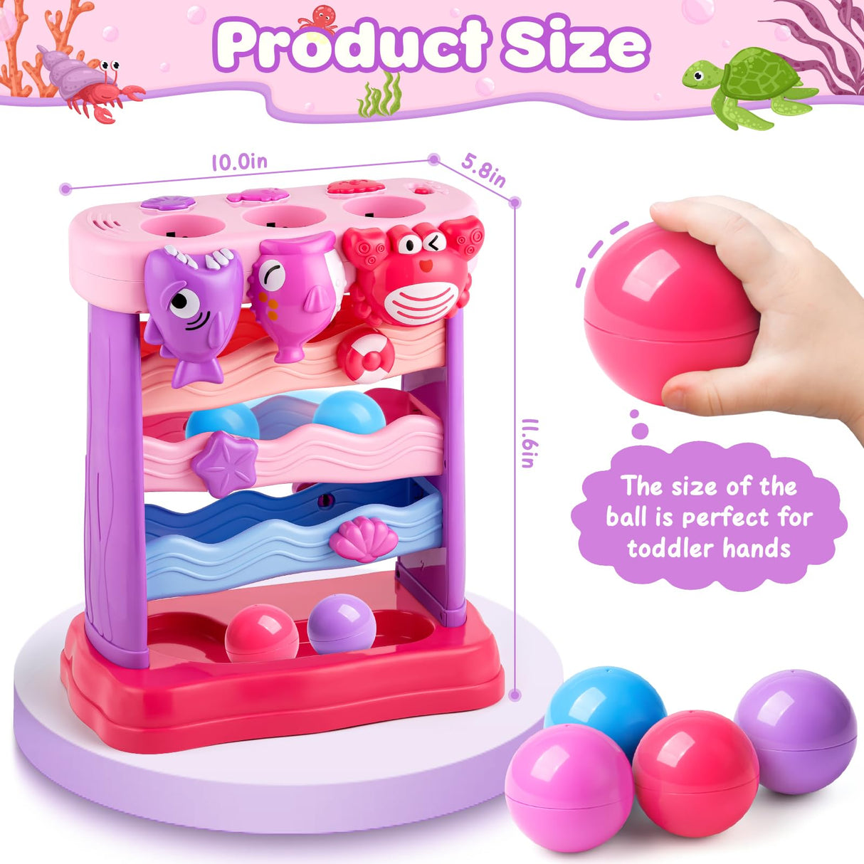 V-Opitos Musical Toy for 1, 2 Years Old Boys & Girls, Feeding Interactive Toys with Ball, Montessori Education Toys, Perfect Toddler Christmas Birthday Gifts