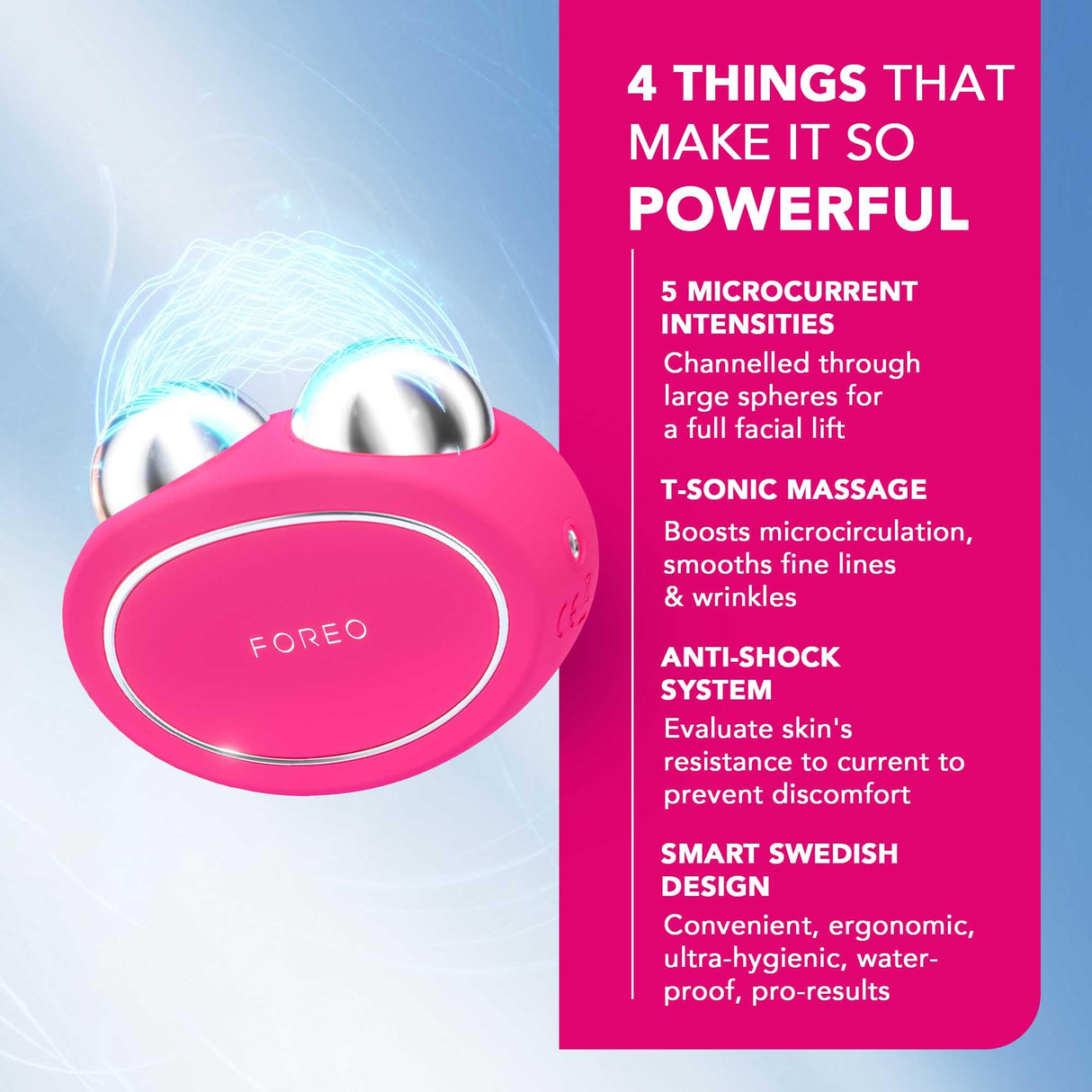 FOREO Age-Defying Bear Bundle - Bear Microcurrent Facial Device + 2 x Conductive Serum 1 fl.oz. - Anti Aging Face Massager - Skin Care Tools Set for an Instant Face Lift - Fuchsia