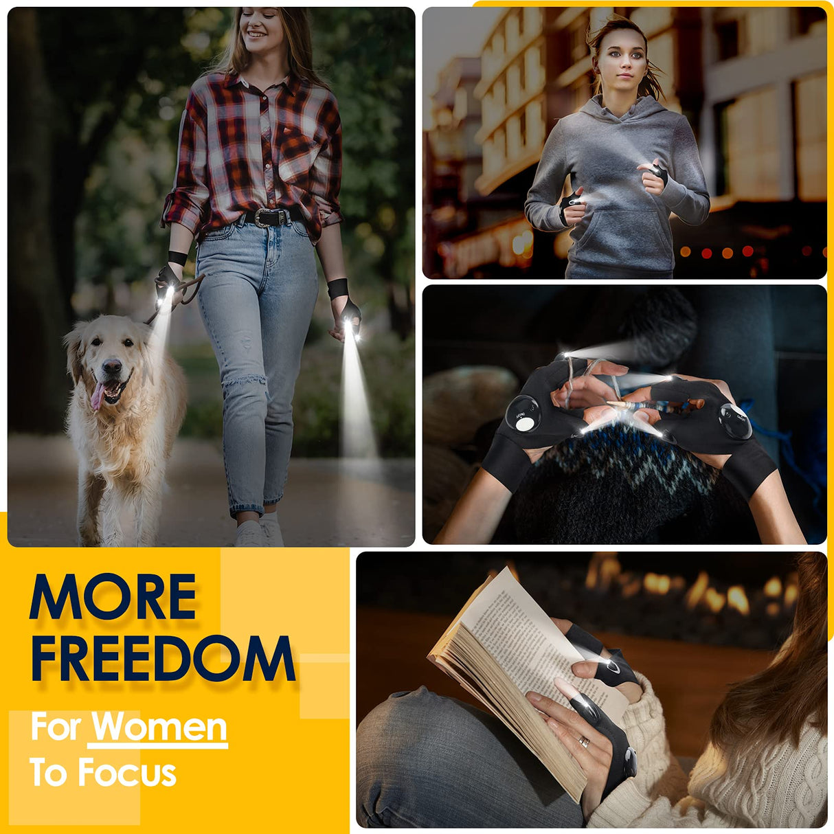 PARIGO LED Flashlight Gloves, Novelty Stocking Stuffers for Men, Christmas Gifts for Teens Boys Dad Husband Grandpa Him Men Who Have Everything, Cool Gadgets Tools for Car Repairing, Fishing, Camping