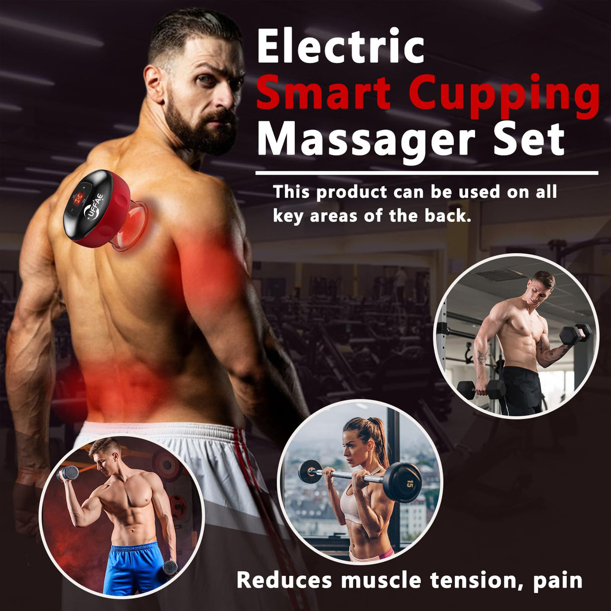 UFFAE 5-in-1 Electric Cupping Therapy Set, Smart Cupping Therapy Massager, 12 Levels of Suction Strength and Temperature Control,for Targeted Pain Relief, Portable Electric Cupping Device