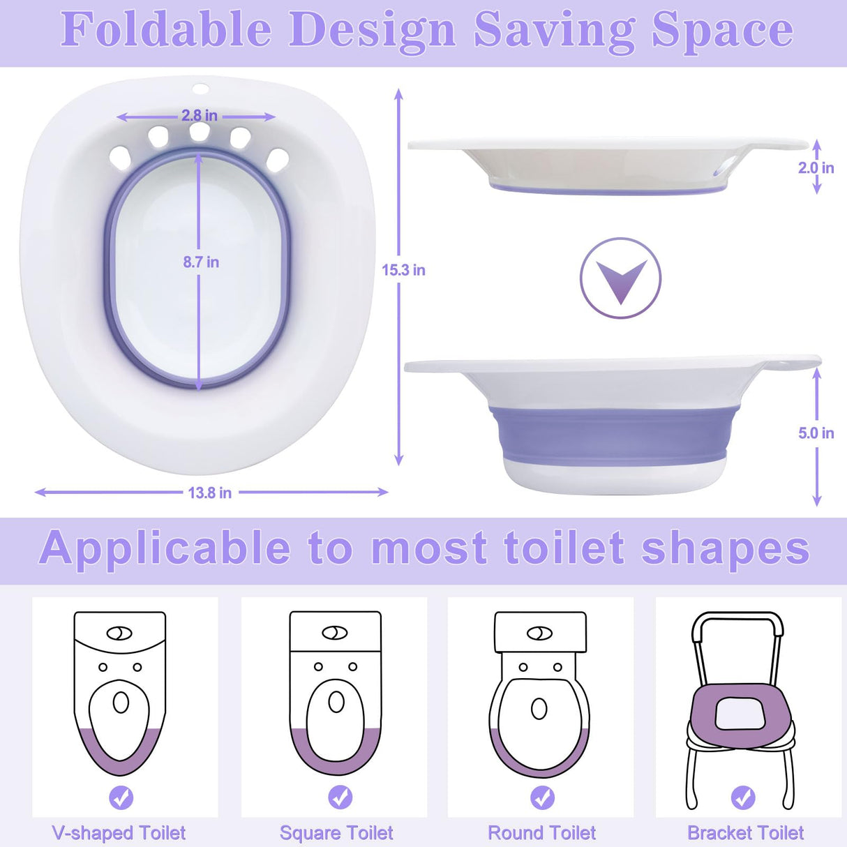 Electric Sitz Bath, Sitz Bath for Hemorrhoids, Sitz Bath for Toilet Seat, Sits Bath Kit for Women, for Soothes Hemorrhoids & Perineum, Automatic Flushing