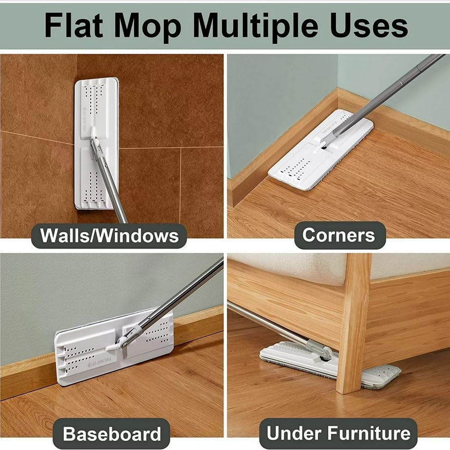 JOYMOOP Mop and Bucket with Wringer Set for Home, Flat Mop and Bucket System, Mops for Floor Cleaning and Wall Cleaner, with 3 Reusable Microfiber Mop Pads