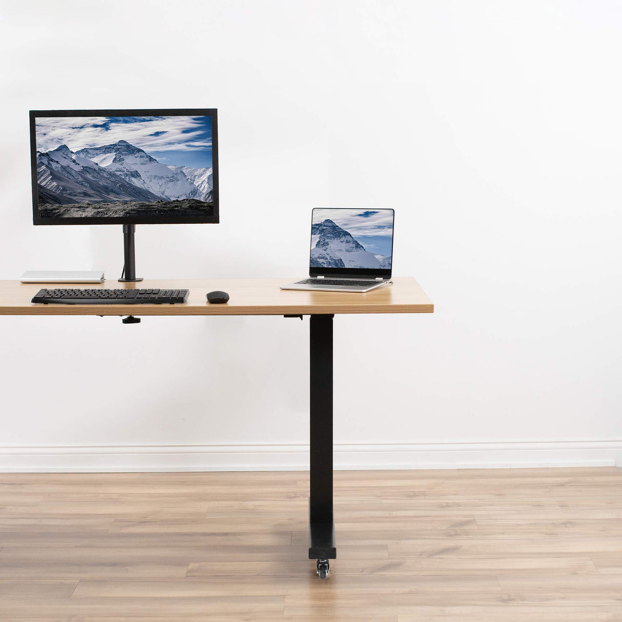 VIVO 1.5 inch M8 Threaded Locking Caster Wheels, Set of 4, Swivel, Rubber Base, Brake, Used for Standing Desk Frames, TV Stands, Carts, and More, PT-ST-015C