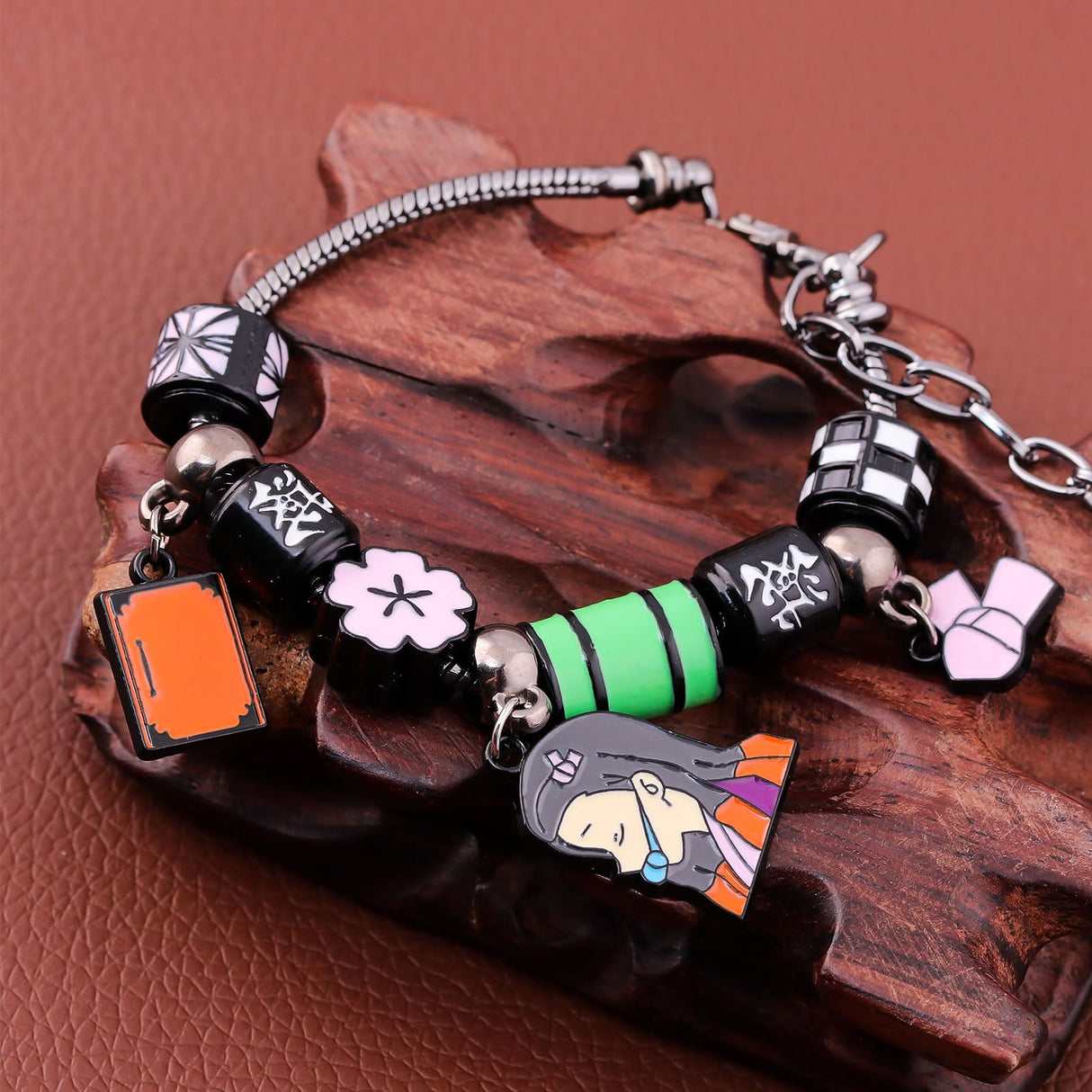 SONGCHANGJEWELRY Nezuko Bracelet – Colorful Charm Beads Inspired by Anime Slayer – Anime Gift for Fans and Collectors