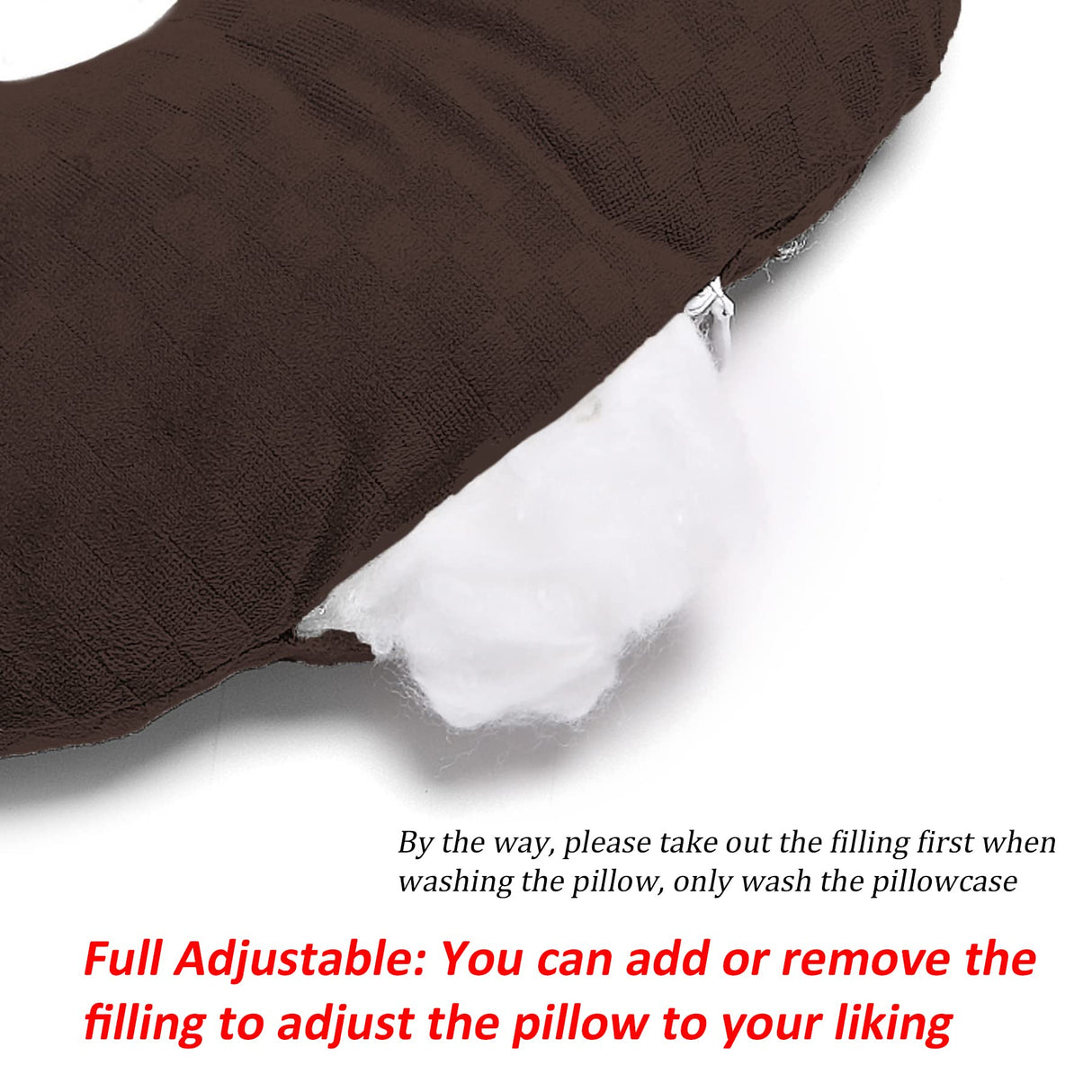 Wuronsa Ear Piercing Pillow for Side Sleepers, Pillow with an Ear Hole for CNH and Ear Pain Ear Inflammation Pressure Sores, O-Shaped Side Sleeping Pillow, Ear Guard Pillow(Dark Brown)