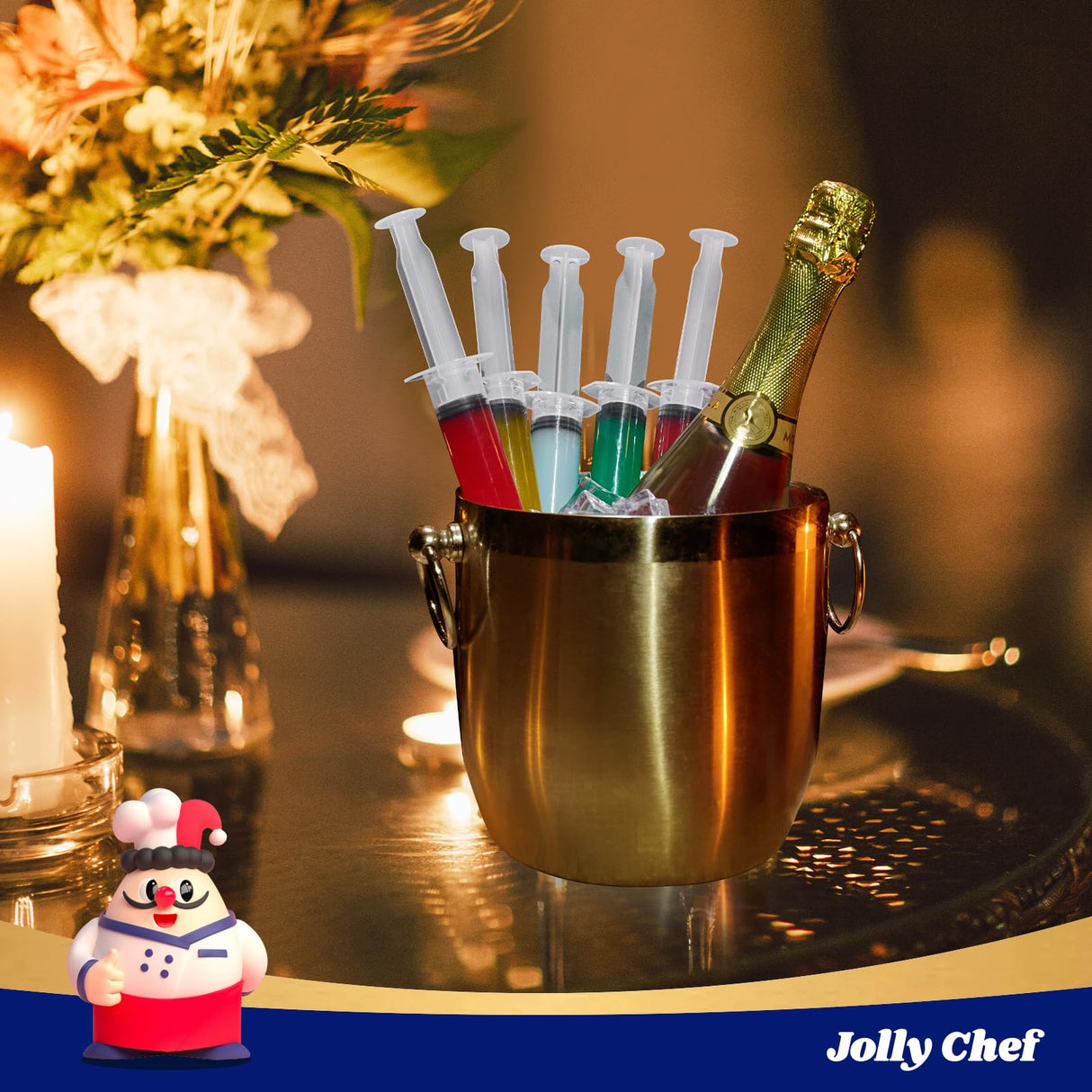 JOLLY CHEF 60 Pack Party Jelly Halloween Shot Syringes, Medium 1.5 oz Container with Lid, Perfect for Plastic Shot Glasses Thanksgiving Christmas