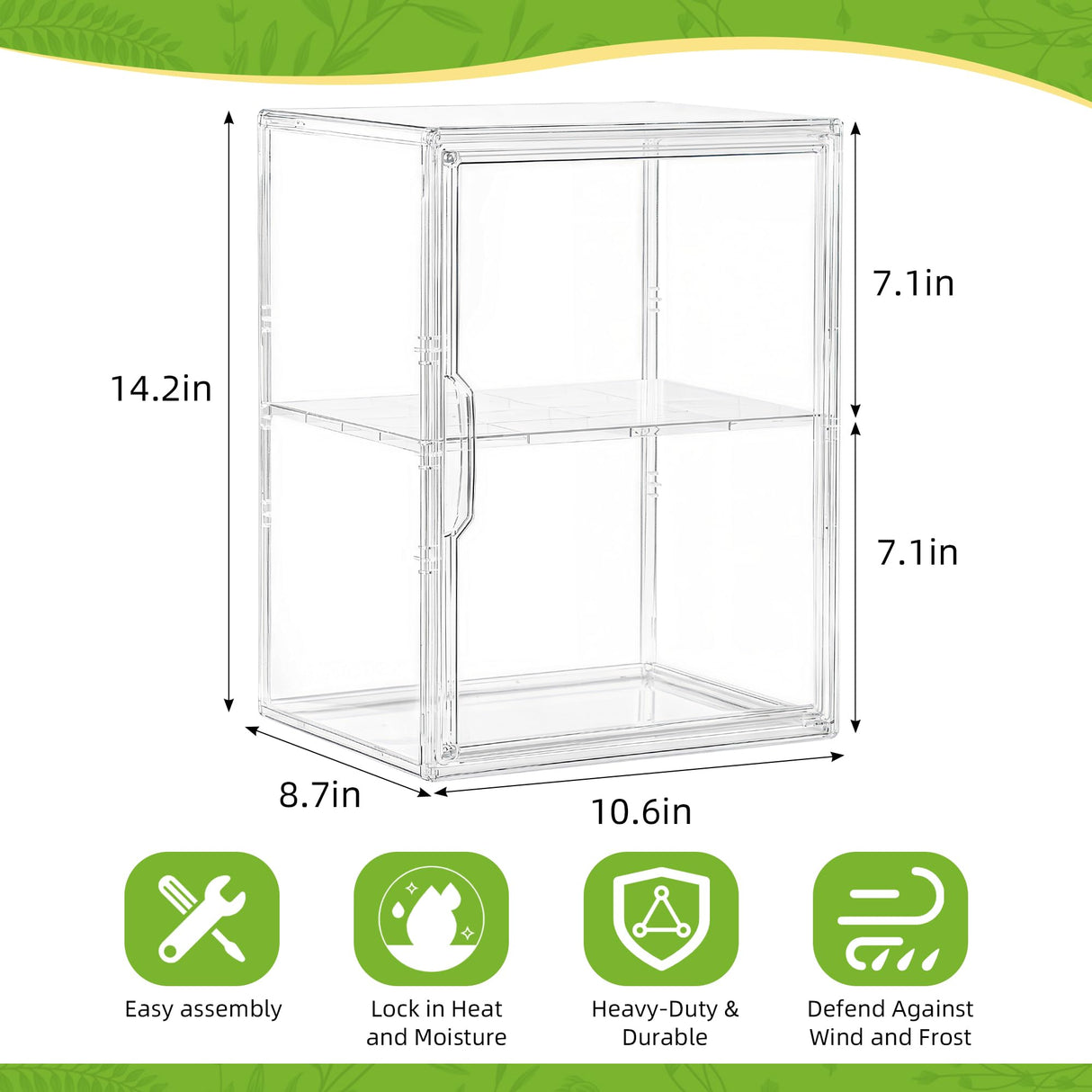 PEEKUP Mini Greenhouse Indoor with Magnetic Door, L-2tier-1pcs