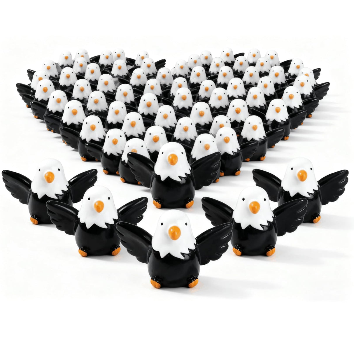 Nyuemystery 100 Pcs Mini Resin Bald Eagle Figurines, Patriotic American Eagle Statues for Garden Decor, Party Supplies, Independence Day Celebrations (Bald Eagle)