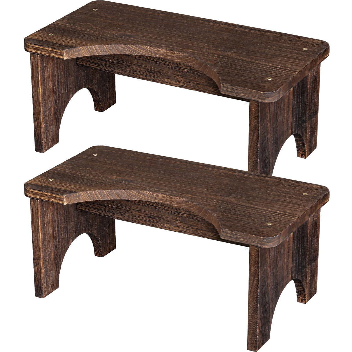 AZEN 2 Pack Wood Toilet Stool Squat Adult, Poop Stool for Bathroom Adults, Portable Toilet Potty Stool for Adults, 7 Inch Height (Black)