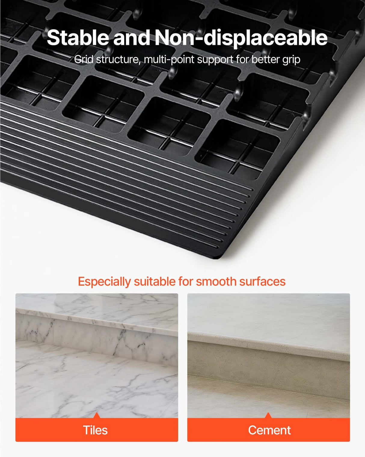 VEVOR Rubber Threshold Ramp for Doorway 3" Rise, 3 Channels Cord Cover Curb Ramp, Angled Entry Rated 2200 Lbs Load Capacity Rubber Ramp for Wheelchair and Scooter