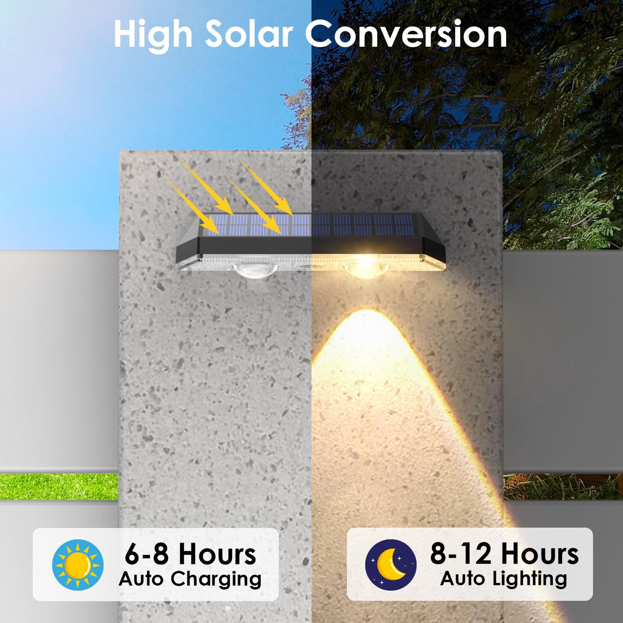Solar Fence Lights Outdoor - 2700/4000/6000K 3 Mode, 8 Pack Solar Fence Lights Outdoor Waterproof LED, Fence Light Solar Powered for Outside, Backyard, Railing, Step, Patio,Wall and Home Improvement