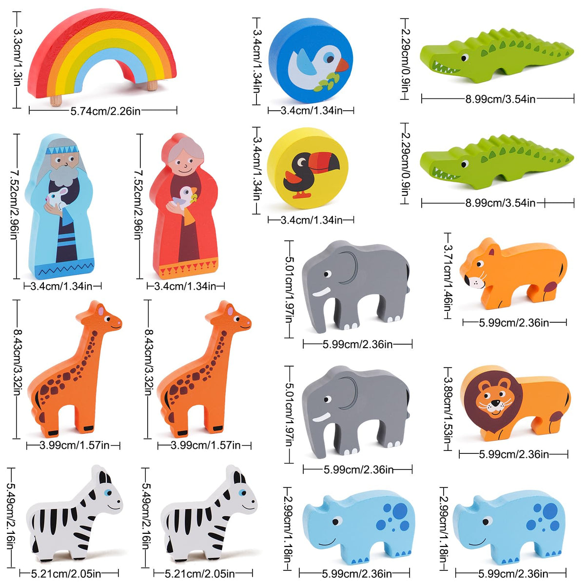 KMTJT Toddlers Wooden Noah's Ark Toy for 1 2 3 Boys Girls Baptism Gifts