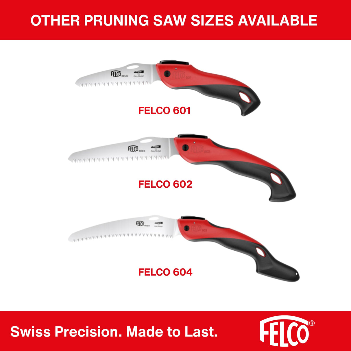 FELCO 602 Folding Pruning Saw – Compact Pull-Stroke Saw for Gardening & Vineyard Use | Tree Branch Cutter | Folding Handsaw with Chrome-Plated 6.3" Blade, Non-Slip Handle, Blade Lock, Swiss Precision