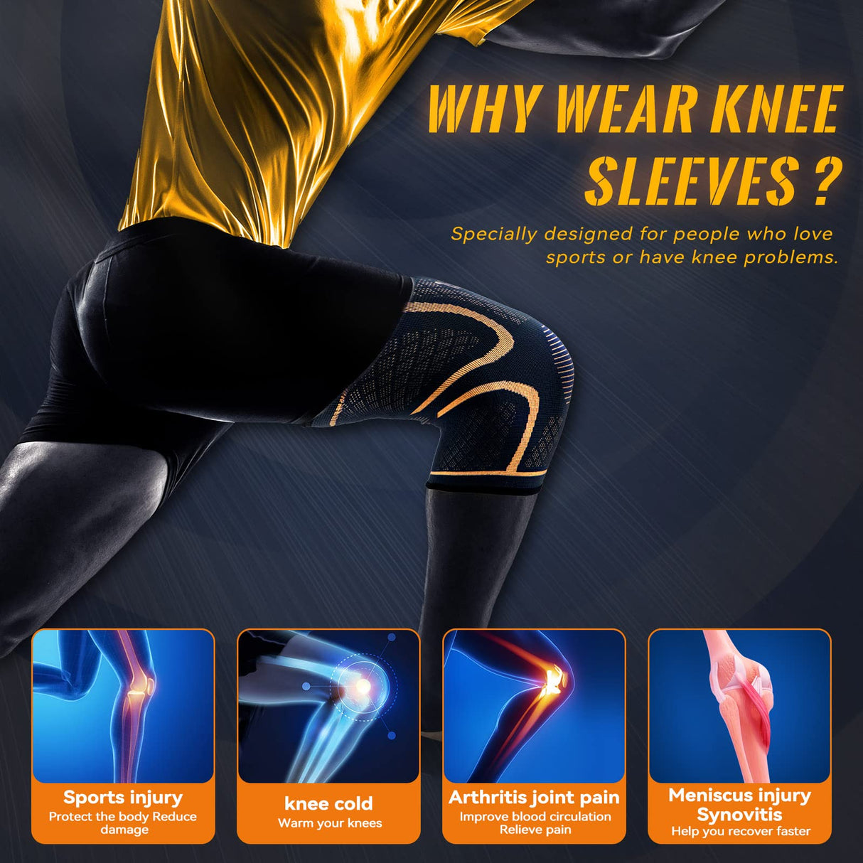 Copper Knee Braces for Men and Women (2 pack) -Copper Compression Knee Sleeve Knee Supports for Knee Pain, Arthritis, Sports and Recovery Support (Small)