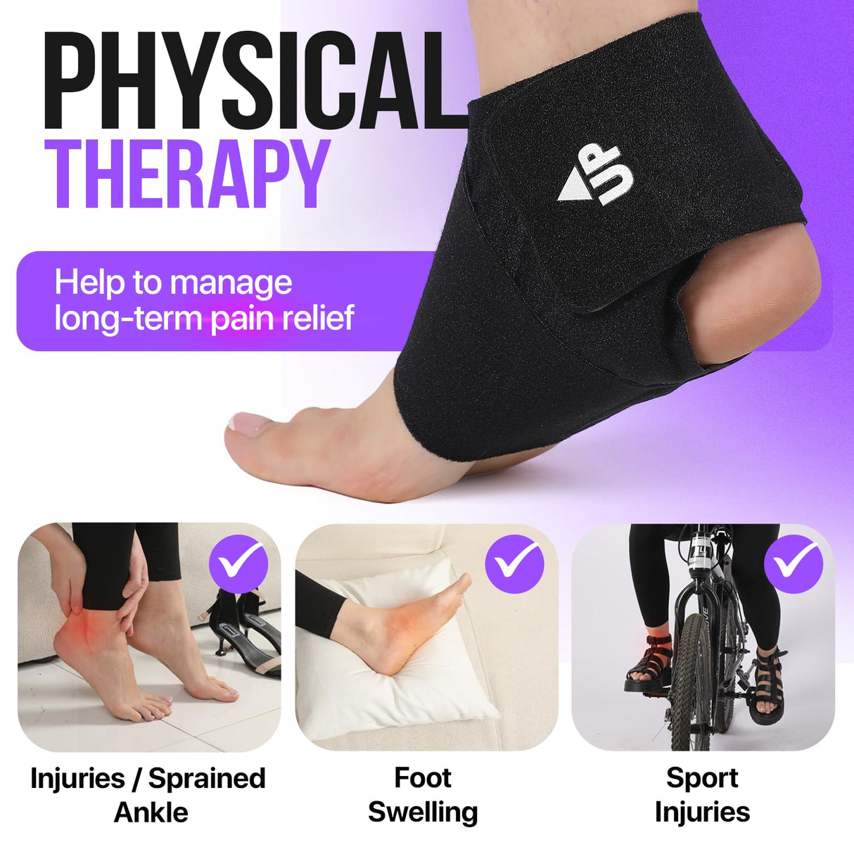 Ankle Ice Pack Wrap - 2 Pack Reusable Hot Cold Foot Ice Pack Wrap for Planters Facetious Relief, Adjustable Ankle Ice Wrap for Swelling, Foot Pain, Heel Pain and Achilles Tendonitis Relief