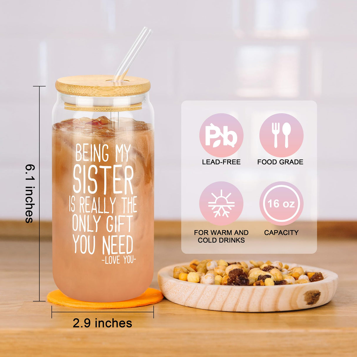 Sister Birthday Gifts, Christmas Birthday Gifts for Sister Sis, Mothers Day Ideas Present Basket Set of 6