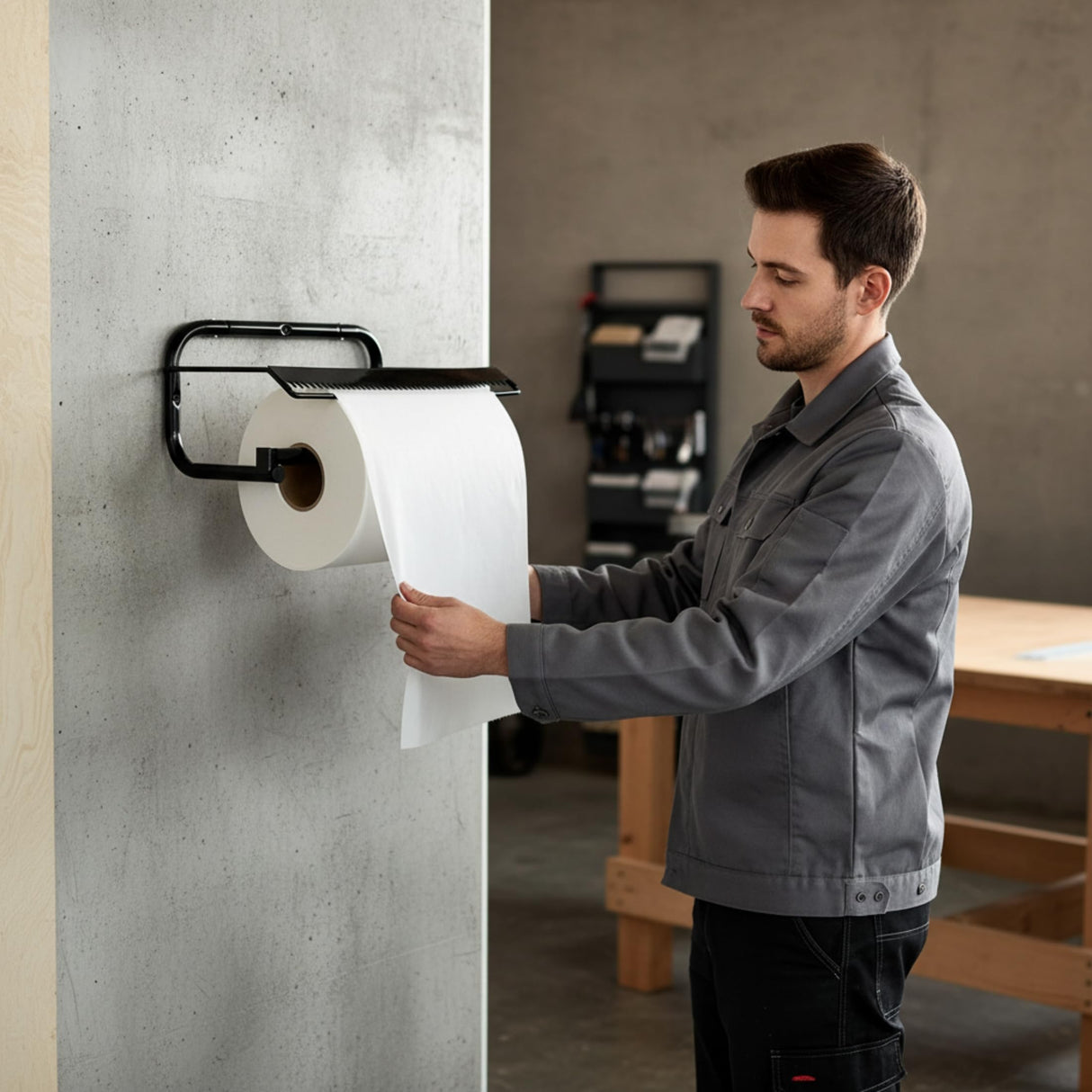 Jumbo Roll Wall Mounted Shop Paper Towel Holder, Wiper Dispenser for Garage and Industrial Use,16.5"x9.8"x8.7"(1 Pack, Black)