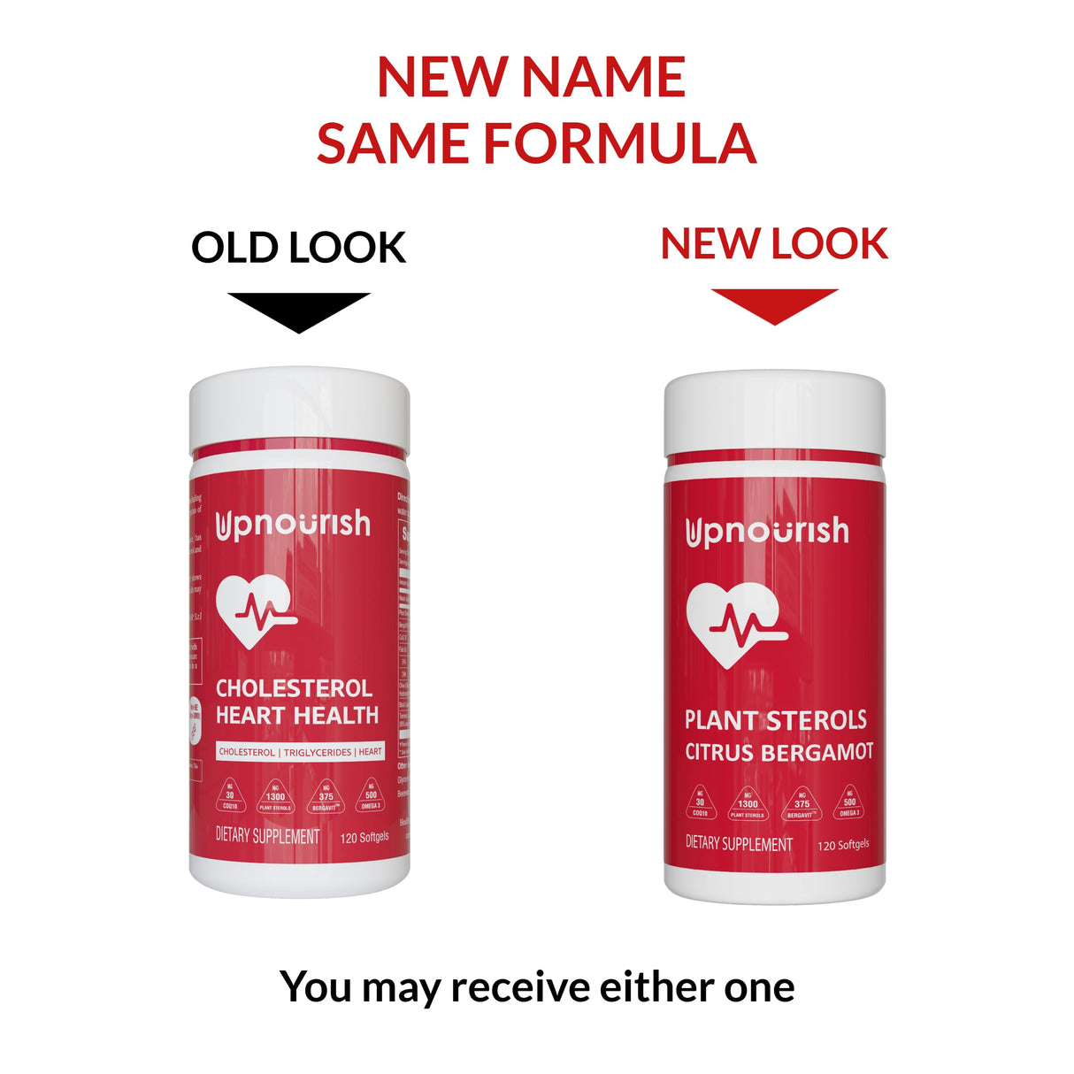 UpNourish Plant Sterols Citrus Bergamot Supplement with CoQ10, Omega 3, Olive Leaf, Turmeric Curcumin, Black Garlic and Niacin - 120 Softgels