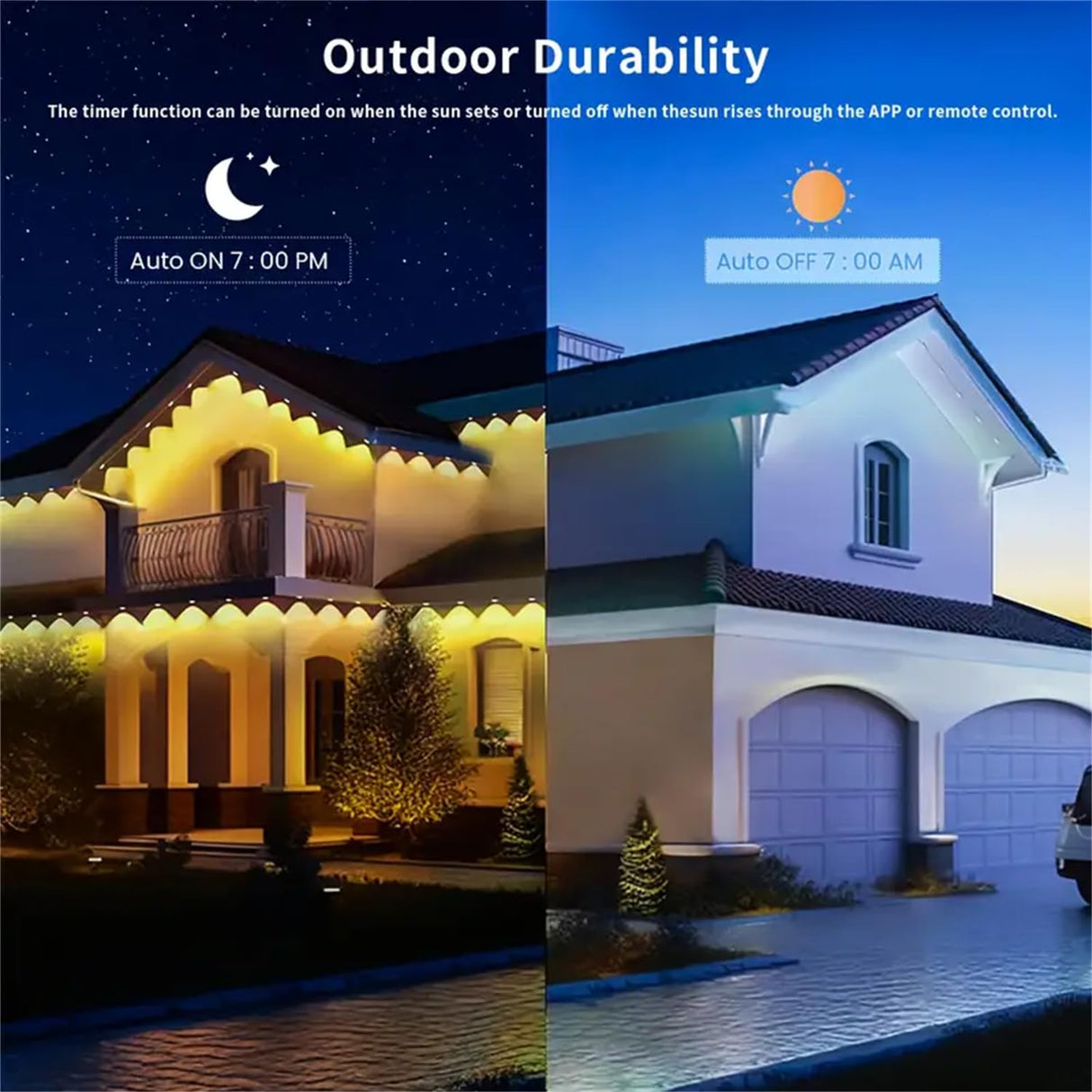 Sxlofty 65.6FT Permanent Outdoor RGB Lights,IP67 Waterproof Smart LED Eaves Lights with App/Remote Control,for Christmas and All Holiday Decor,Daily and Accent Lighting,House Roof and Garden Lighting