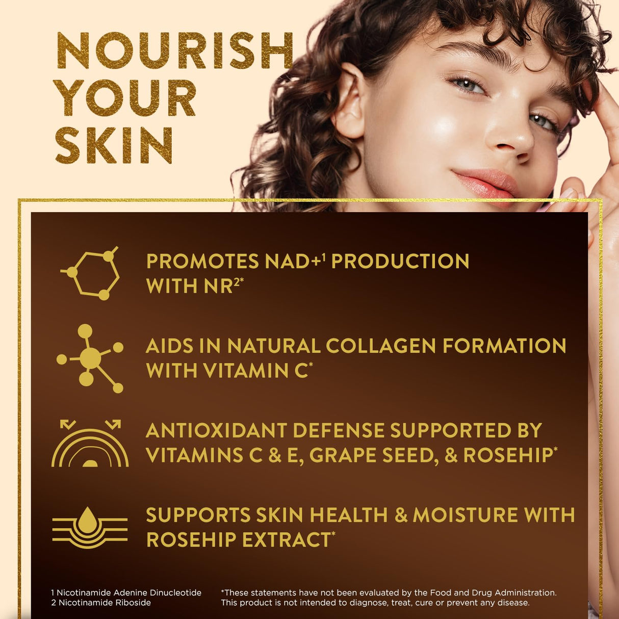 Swisse Plus NAD+ Beauty Restore | Clinically Tested Ingredients | NAD+ Supplement for Men & Women | Supports Collagen Formation, Skin Elasticity & Anti-Aging Supplement | 30 Capsules