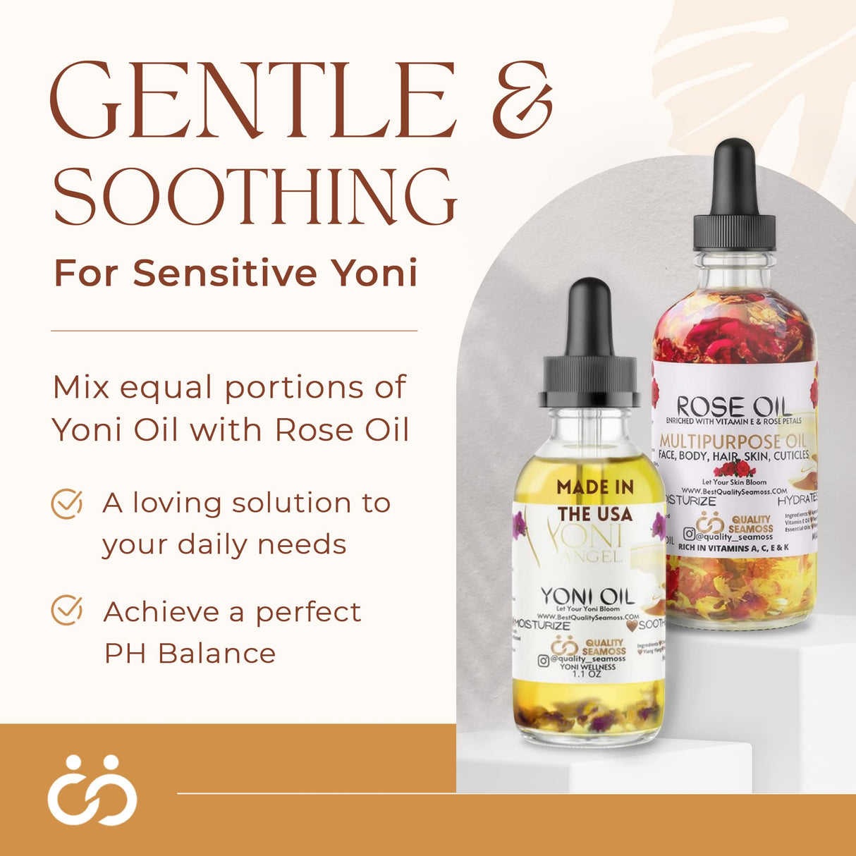 USA Made Yoni Oil, Restores pH Balance, Relieves Drynesss Mint Fresh Feminine Care Oil, Reduces Odor, All Natural, Herbal Yoni Blend Tea Tree, Mint, Lemongrass, Jasmine & Chamomile