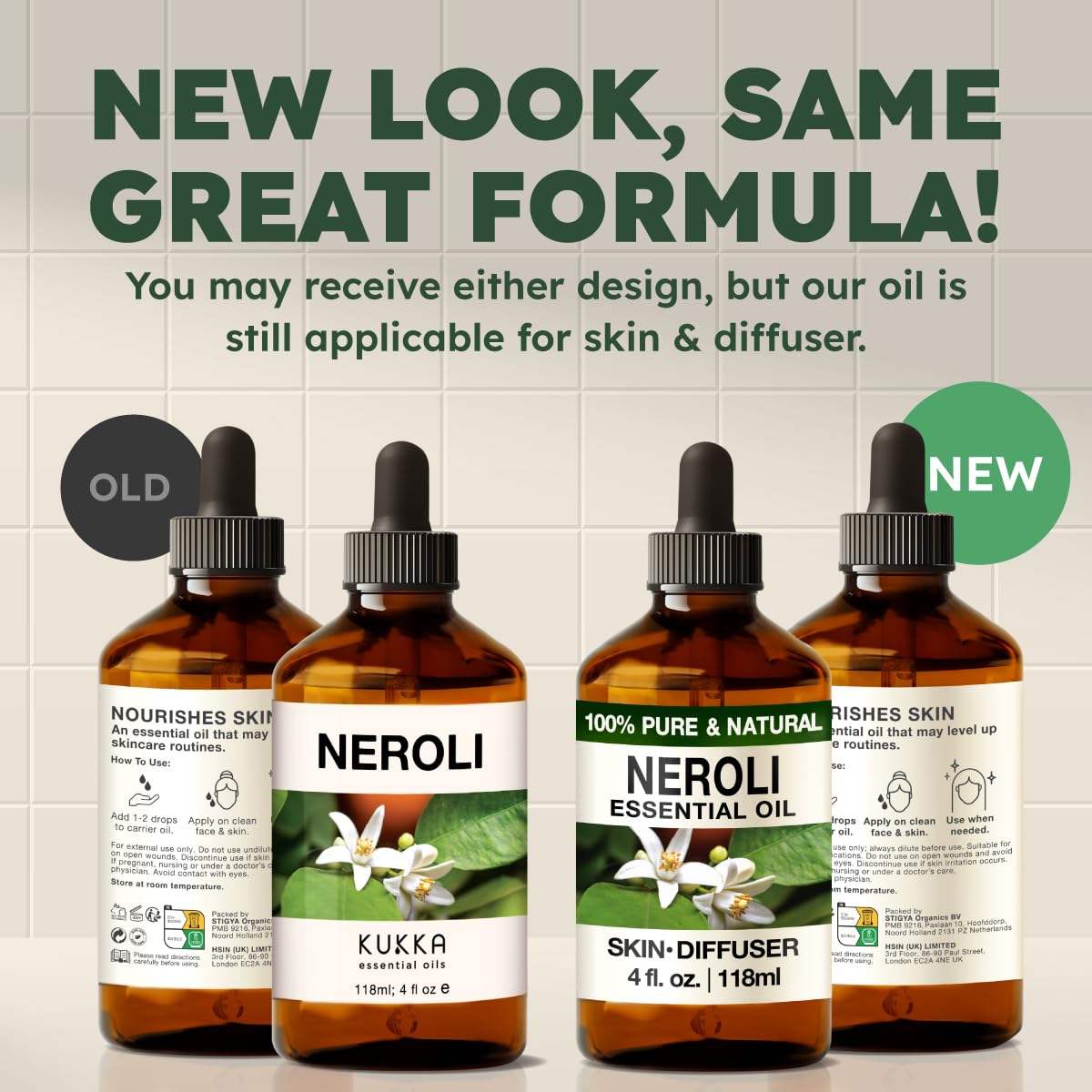 Kukka Neroli Essential Oil for Diffuser Skin - 4 Fl Oz - 100% Pure Natural Neroli Oil, Floral Scent, for Aromatherapy, Candle, Bath Bomb & Soap Making Scent DIY