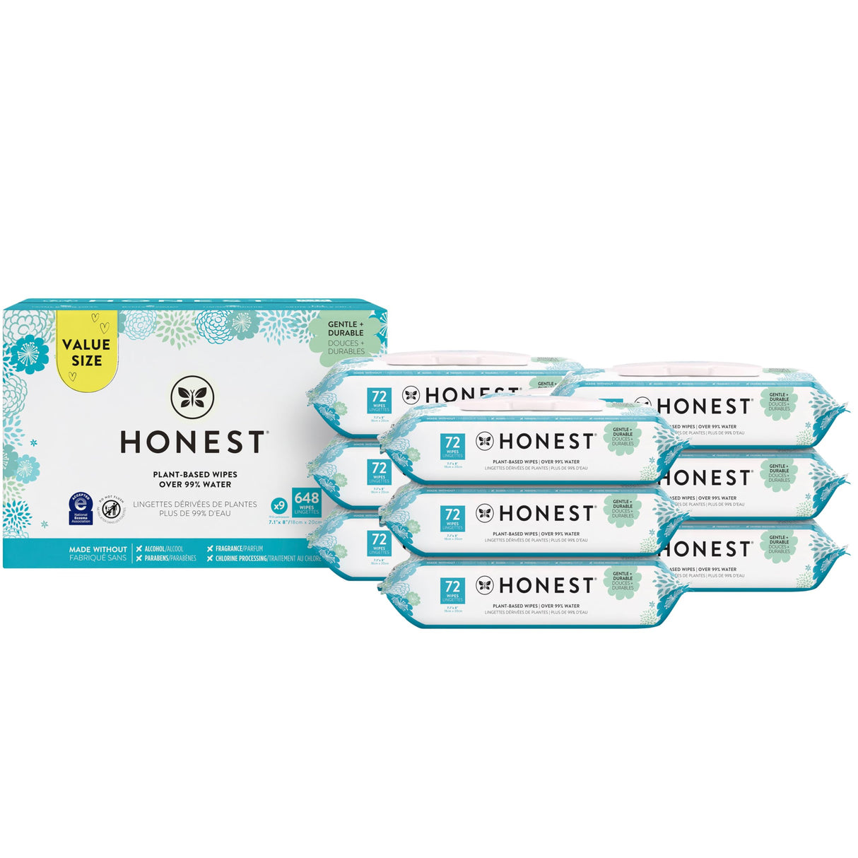 The Honest Company Clean Conscious Multi-Use Wipes | Hypoallergenic + Unscented for Sensitive Skin | Over 99% Water, Compostable, Plant Based, Baby Wipes | Rose Blossom, 288 Count