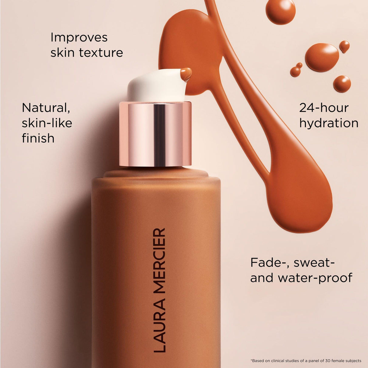 Laura Mercier Real Flawless Weightless Perfecting Waterproof Liquid Foundation: Medium-Buildable Coverage, 12 HR Fade-Proof Wear, Natural Finish, Hydrating, Long Lasting, Non-Comedogenic, Cashew