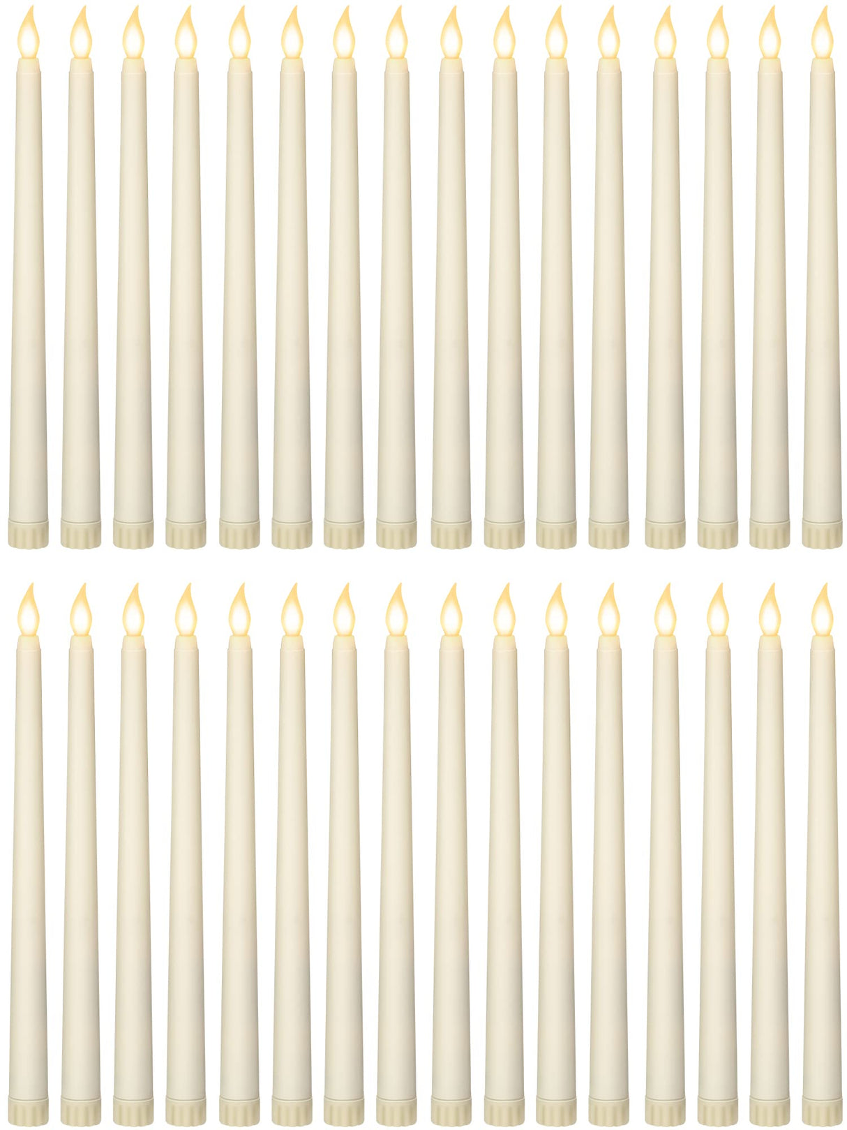 Treela 36 Pieces Flameless Taper Candles 11 Inch Flickering Faux LED Battery Operated Electric Fake Candles for Christmas Halloween Birthday Wedding Party Supplies(Ivory)