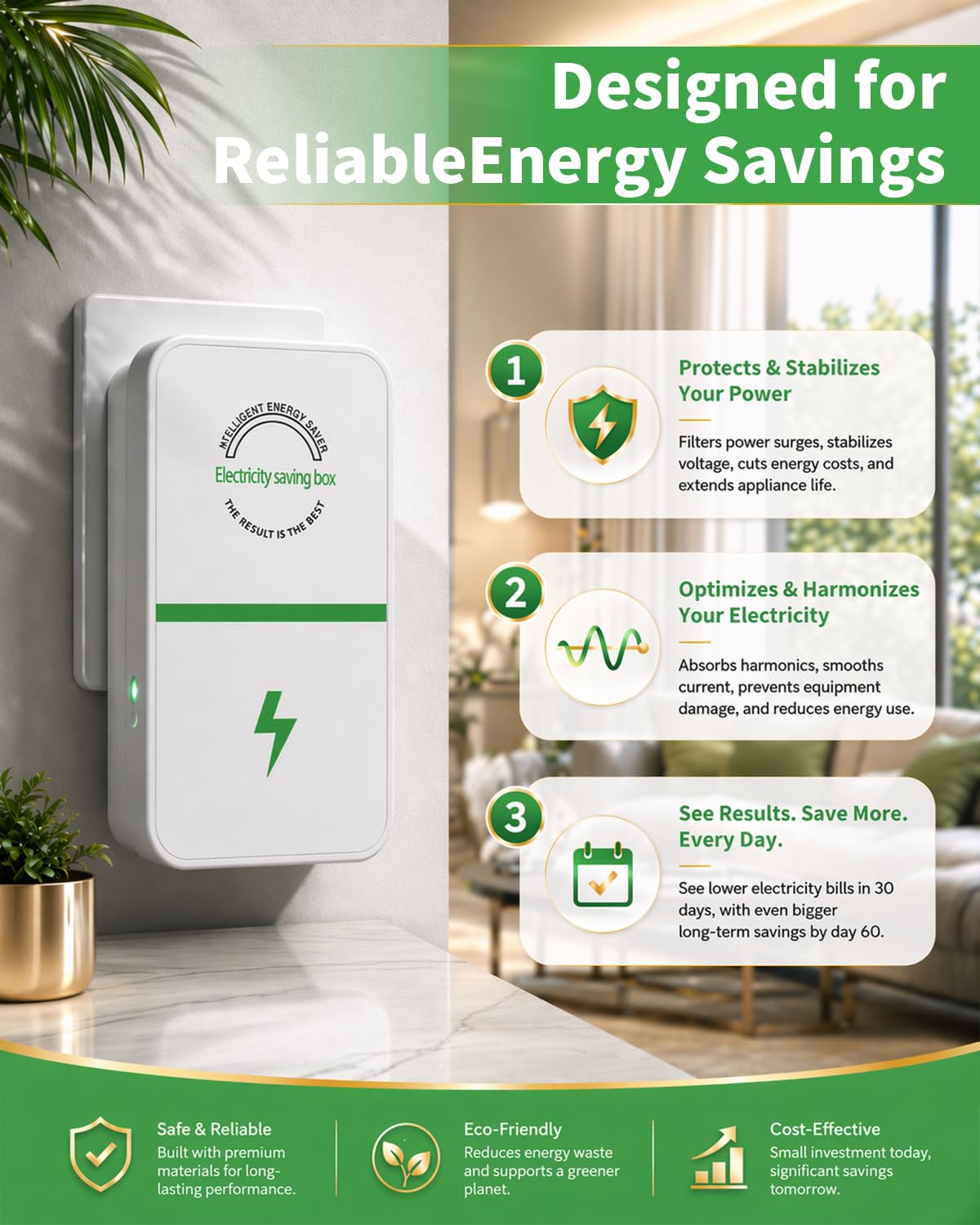 8PCS Power Plug Pro Energy Saver 2026 Updated New Stop Watt Energy Saving Device Intelligent Electricity Electric Saving Box Smart Plug in Power Box Power Factor Saver Household Power Plug-in