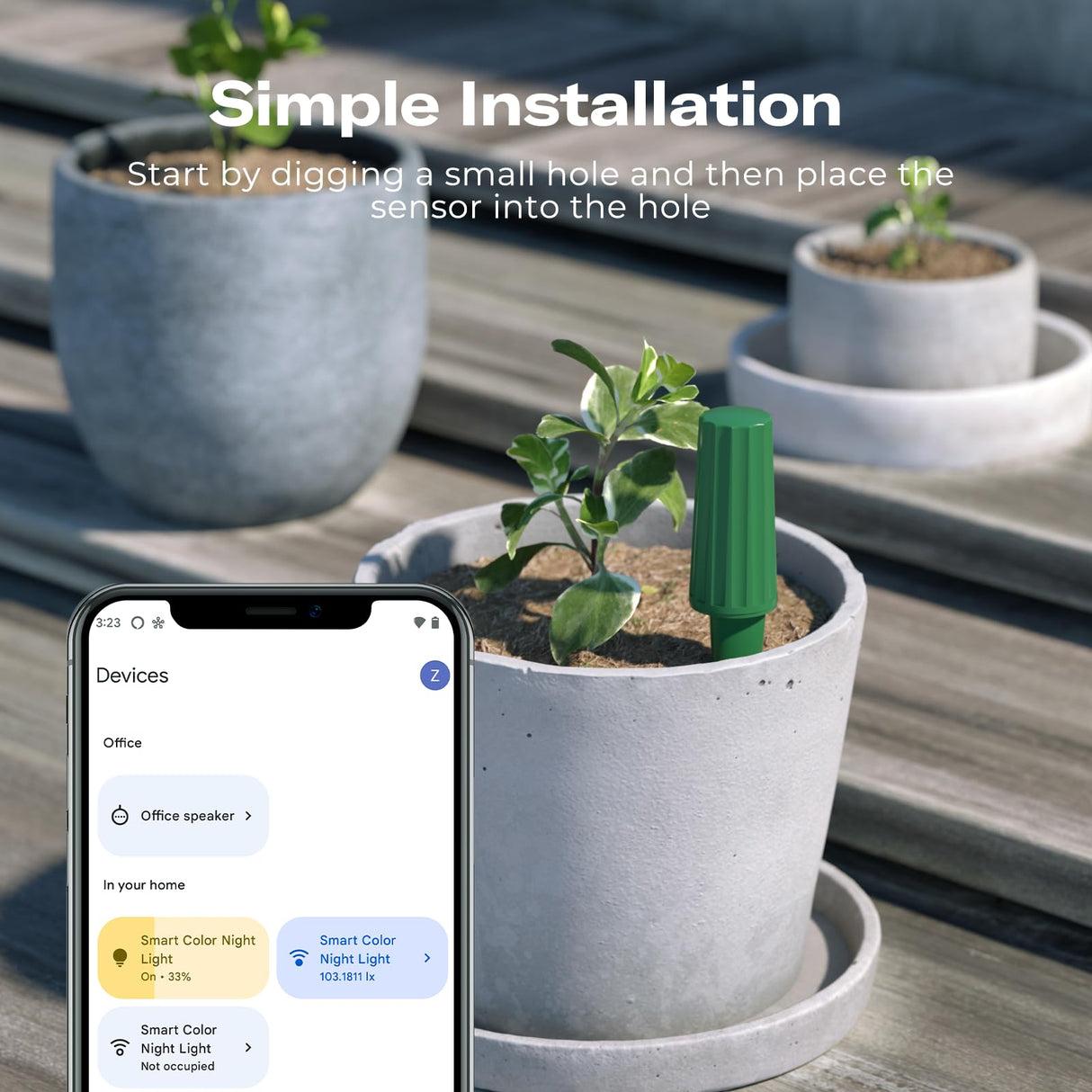THIRDREALITY Smart Soil Moisture Sensor Gen2 3Pack,Zigbee hub Needed, nhanced Signal Stability,Capacitive Moisture Monitoring,Garden Planting, Compatible with Hubitat,SmartThings,Home Assistant,Homey